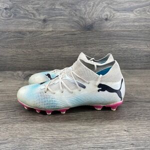 Puma Future Match FG/AG Soccer Cleats Kids Size 4.5 White Blue Pink 107729-01